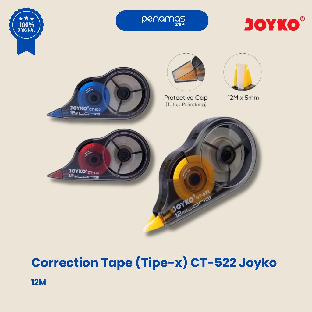 

CORRECTION TAPE JOYKO CT-522 / TIPE-X KERTAS CT-522 JOYKO / PCS