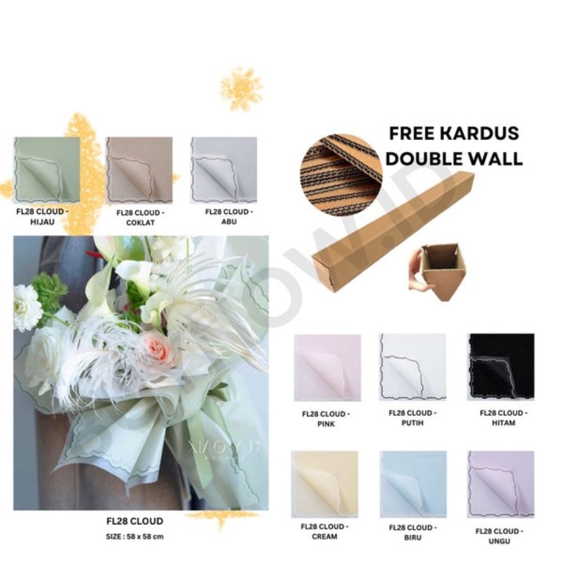 

5 LEMBAR - FL 28 CLOUD KERTAS BUNGA PAPER BUKET MOTIF FLORIST CELLOPHANE