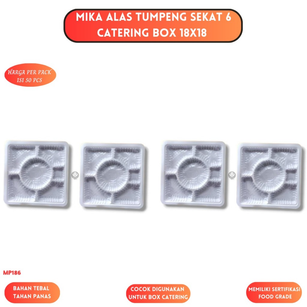 Mika Alas Sekat 6 Mika Tumpeng 18x18 Alas Mika Sekat 6 (Isi 50 Pcs-MP186)