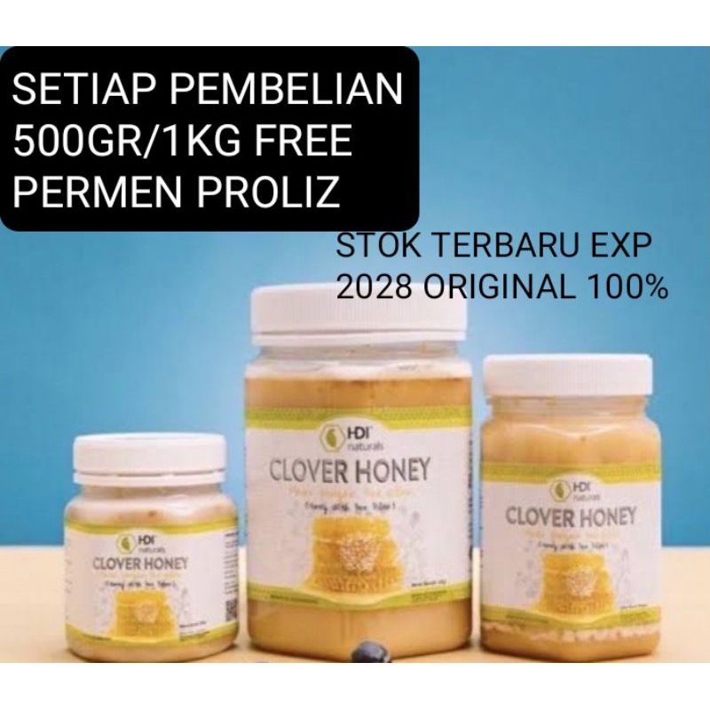

madu clover honey 1kg,500gr,250gr ori segel 2028 free sendok kayu