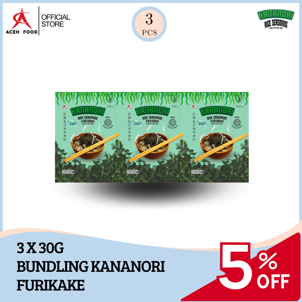 

Paket 3pcs Kananori Rumput Laut Furikake 30g - Rasa Wijen | Cemilan Halal Bumbu Tabur Nasi ala Jepang, Lebih Hemat | Aceh Food