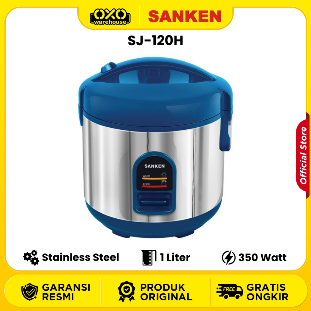 SANKEN Rice Cooker SJ-120H Mejikom Penanak Nasi 1 Liter Low Watt Garansi Resmi