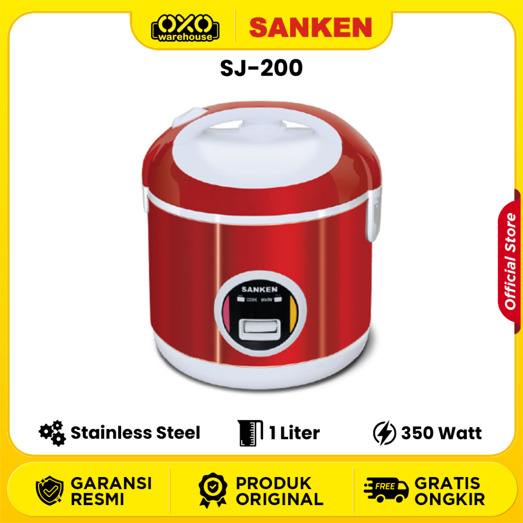 SANKEN Rice Cooker SJ-200 Mejikom Penanak Nasi 1 Liter Low Watt Garansi Resmi