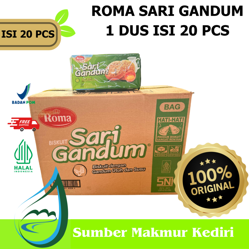 

Biskuit ROMA Sari Gandum 240gr 1 DUS ISI 20 PCS - Kediri
