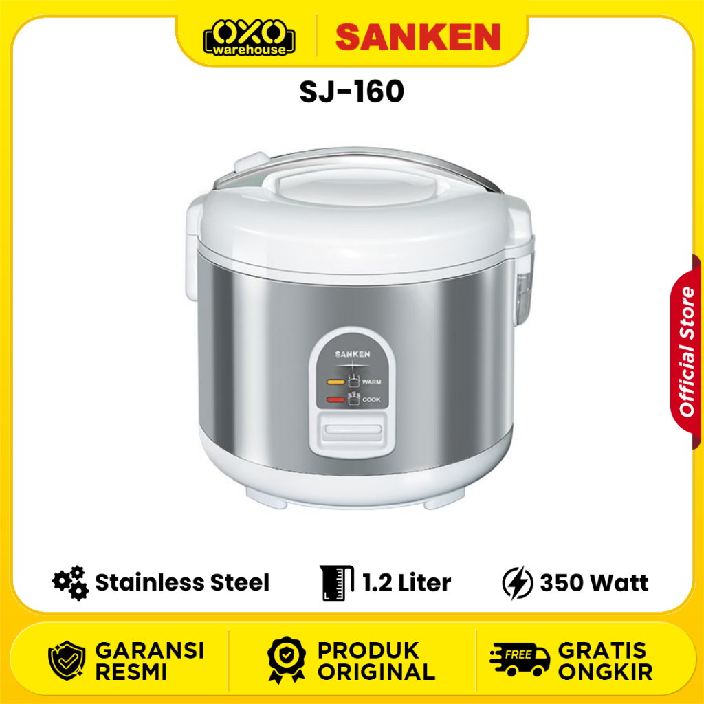 SANKEN Rice Cooker SJ-160 Mejikom Penanak Nasi 1.2 Liter Low Watt Garansi Resmi