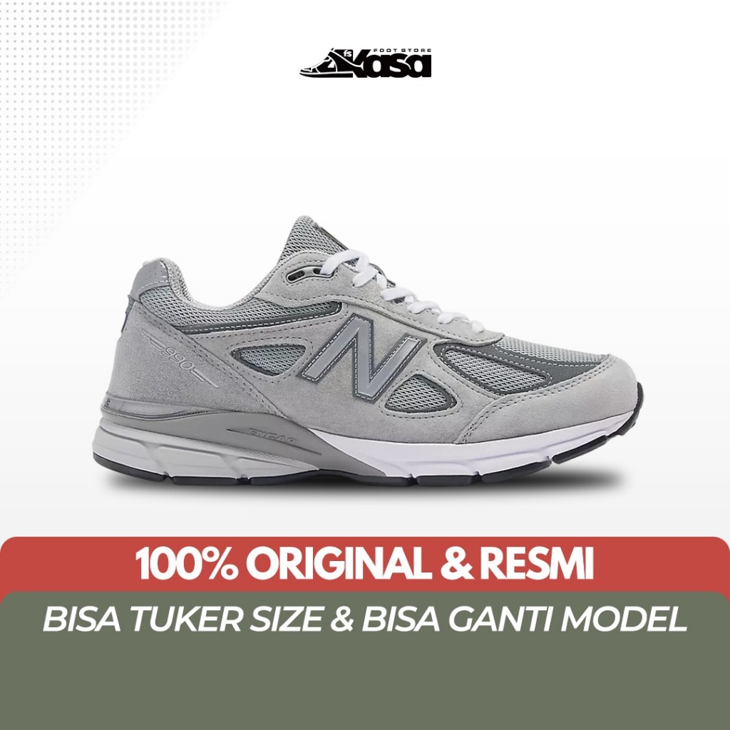 Sepatu Sneakers Unisex NB 990 V4 Core Made in USA Grey Silver