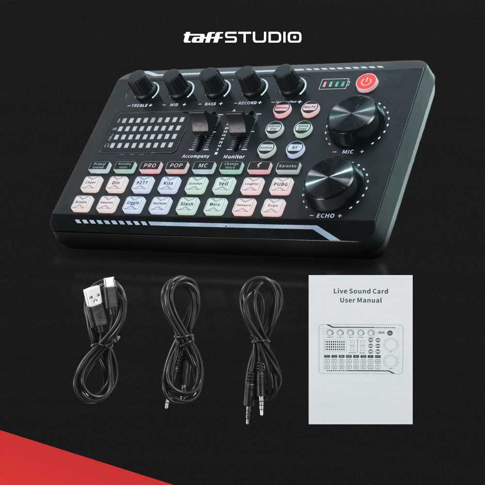TaffSTUDIO Pro Sound Card Voice Changer Live Boardcast Audio Mixer - P998 alat karoke rekoding RGB S