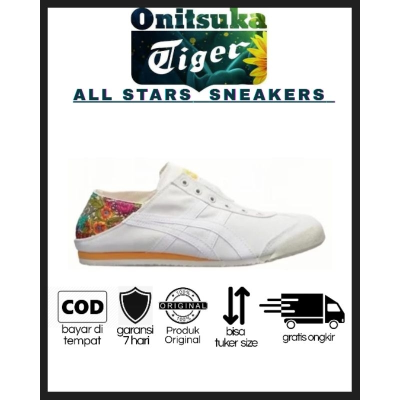 Sepatu Sneakers / Sepatu Wanita / Sepatu Onitsuka Tiger SLIP ON Paraty Flower