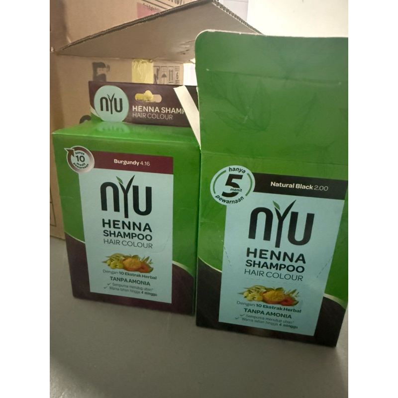 [BOX ISI 4] NYU Henna Shampoo Hair Colour Sachet