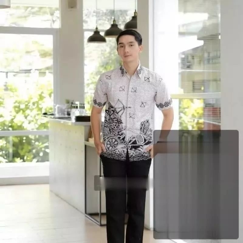Hem batik wayang katun hitam manis motif acak / Hem batik / Hem hitam manis / Hem katun / Hem exclus