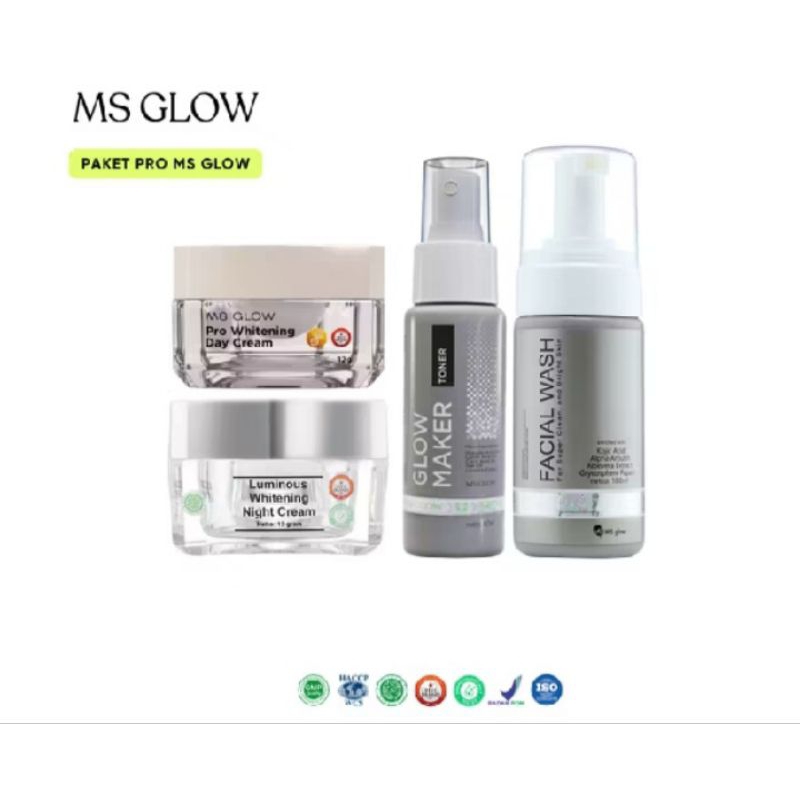 Paket Ms Glow Pro Whitening,Lominous,Acne - 1 Paket Lengkap