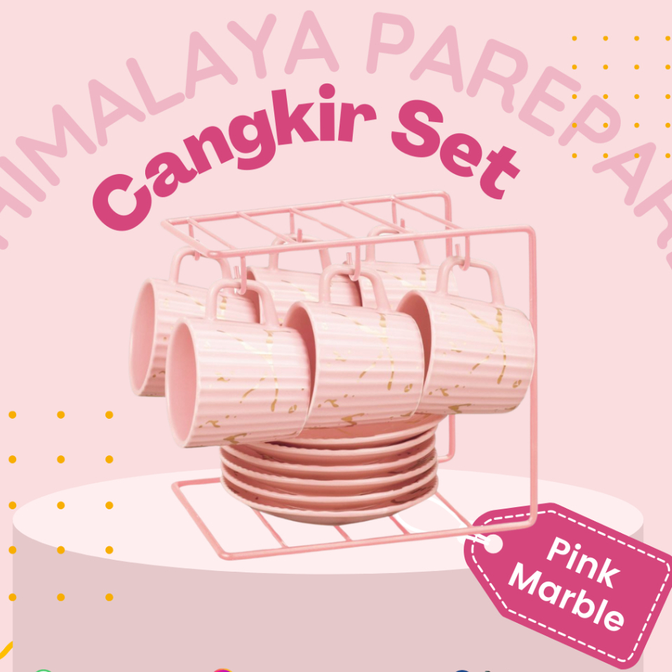 Cangkir Set Vicenza Motif Marmer BM912