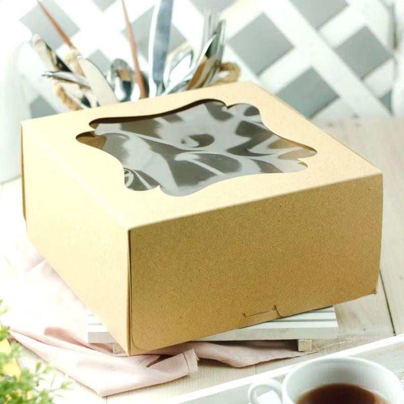 

BOX WINDOW - Box cake laminasi jendela mika dus kue roti hampers kotak packaging 25x25x12 cm