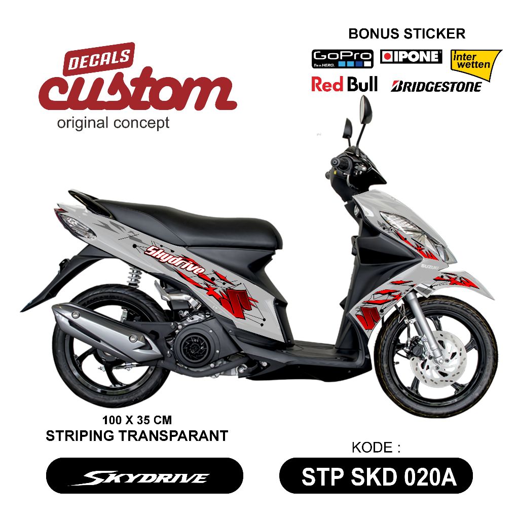 STIKER STRIPING TRANSPARAN UV SUZUKI SKYDRIVE