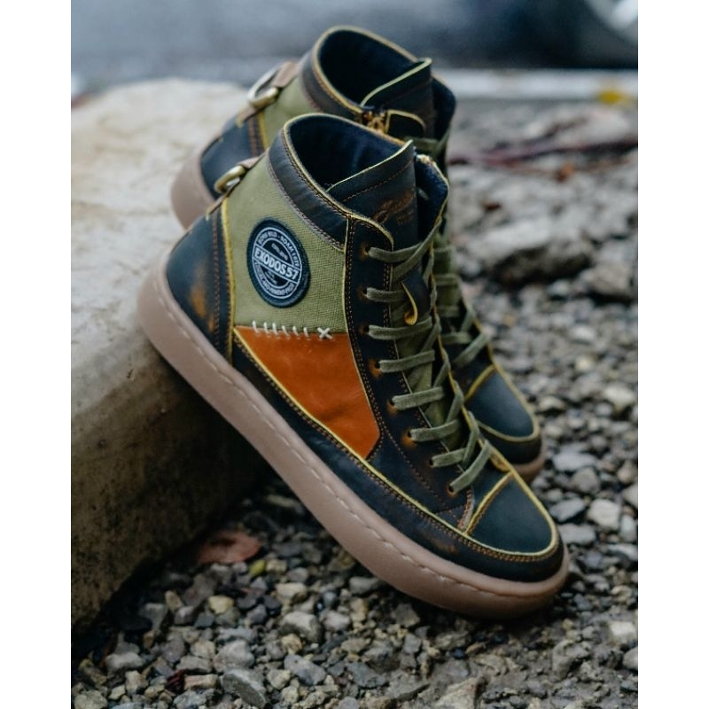 Sepatu Sneakers Kulit Pria Exodos57- Samsara Pull Up Brown