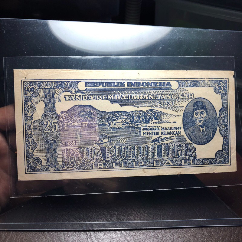 Uang Kuno Rp. 25 Seri ORI 1947 SDX Biru