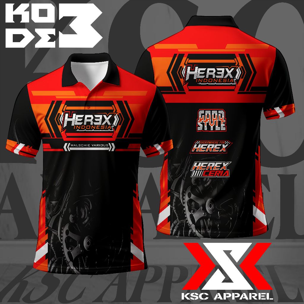 KSC Apparel Herex Indonesia Kaos Jersey Polo Merah Kuningan Jersey Racing Herex Kaos Jersey Full Pri