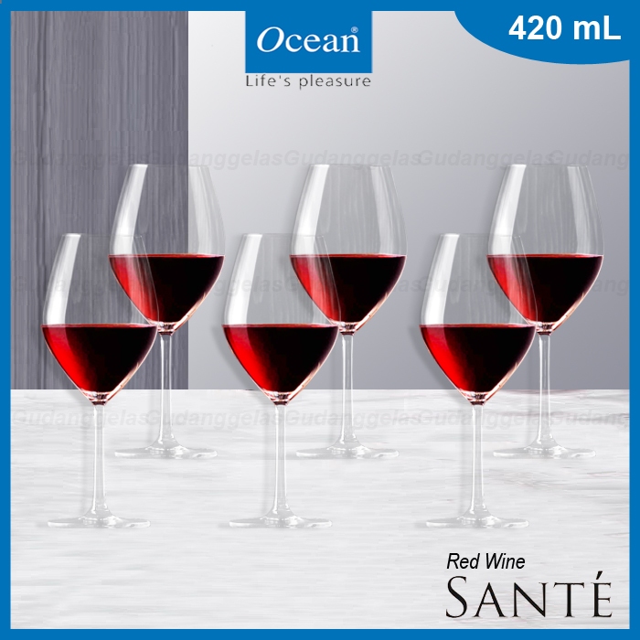 1 SET 6 PCS OCEAN Red Wine Sante Glass/Wine Glass/Gelas Kaki Ocean/Gelas Red Wine/Gelas Kaki/Ocean G