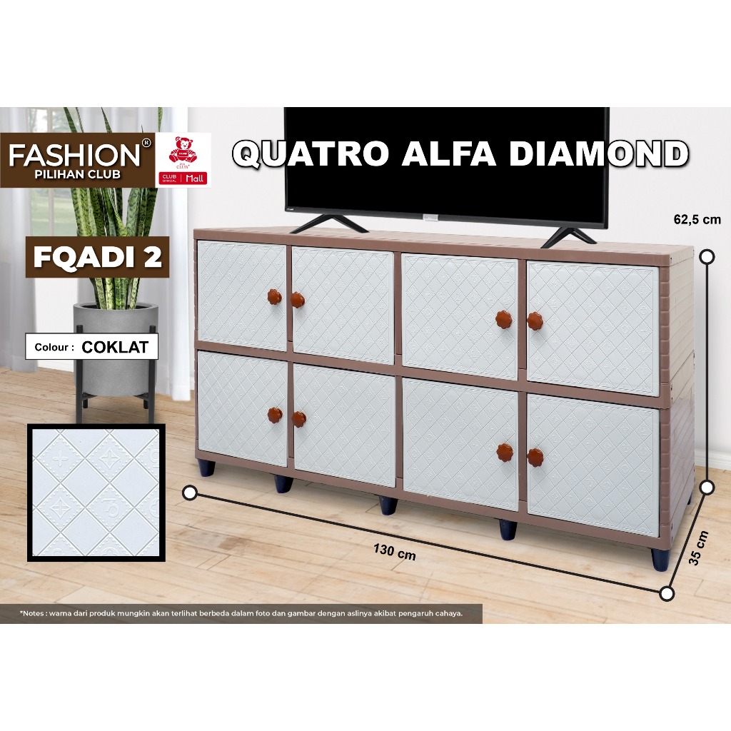CLUB Fashion Quatro Diamond Meja TV Plastik Minimalis Konsol TV  Meja TV Aesthetic Lemari Meja TV