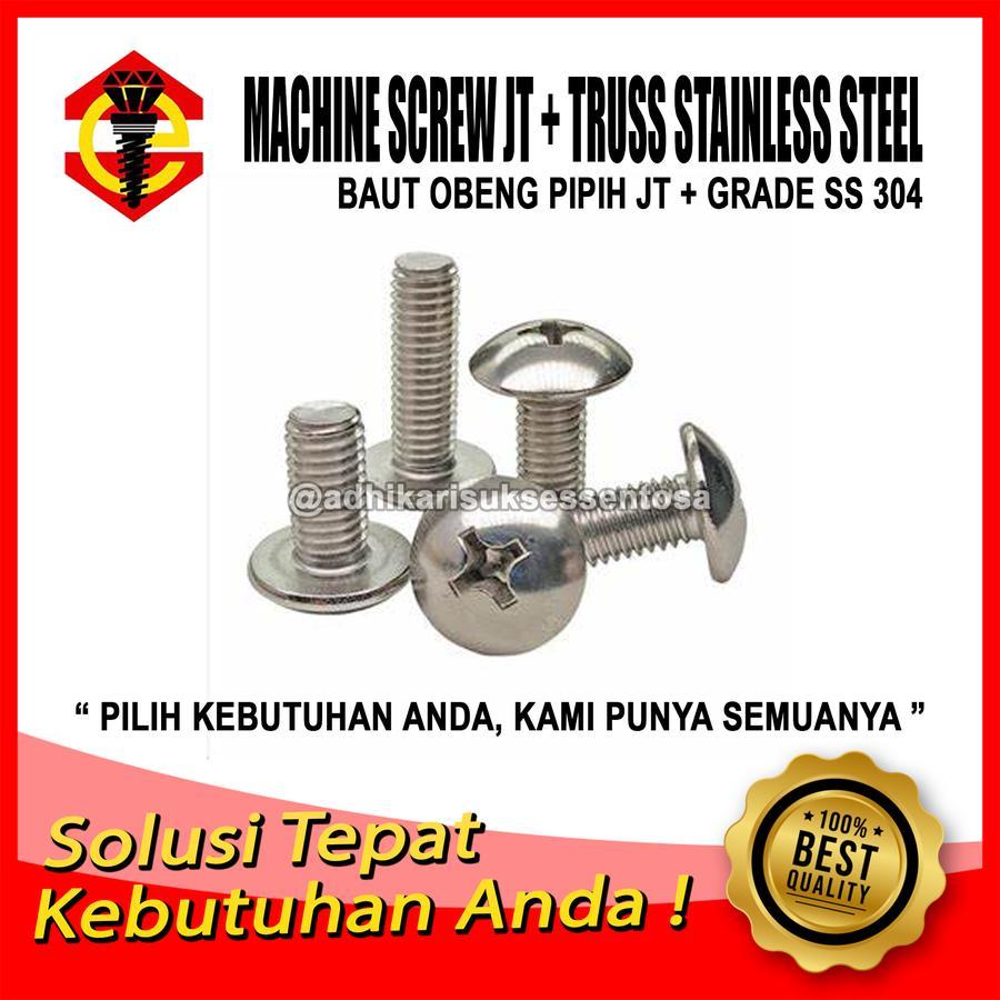 SS 304 / Baut JT M4x8 / Machine Screw Stainless M4 Kepala Obeng Pipih TRUSS (0,8 CM)