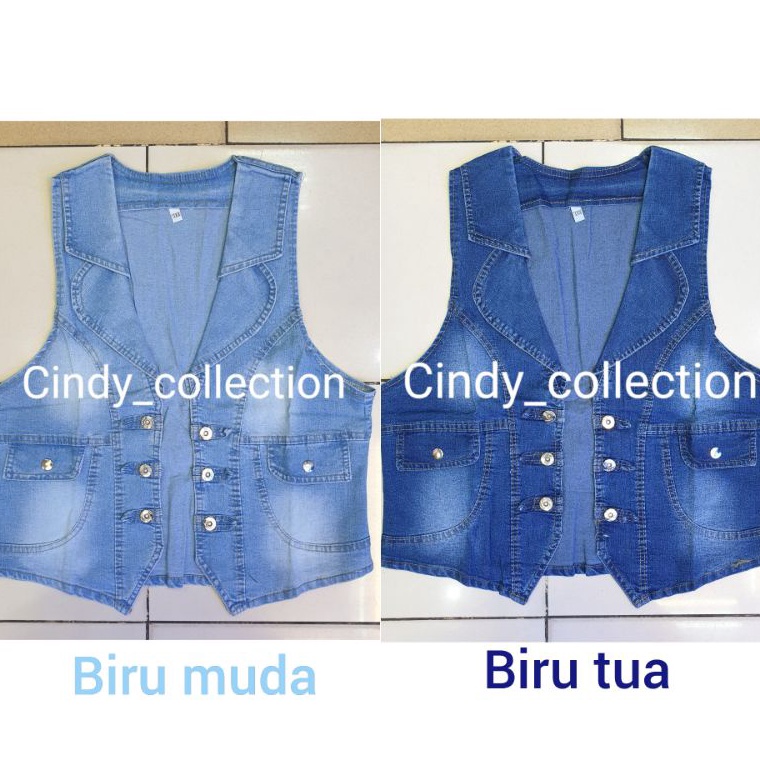 ROMPI WANITA JEANS VEST WANITA ROMPI JEANS WANITA KERAH BULAT L XL XXL JUMBO KODE Z3G5
