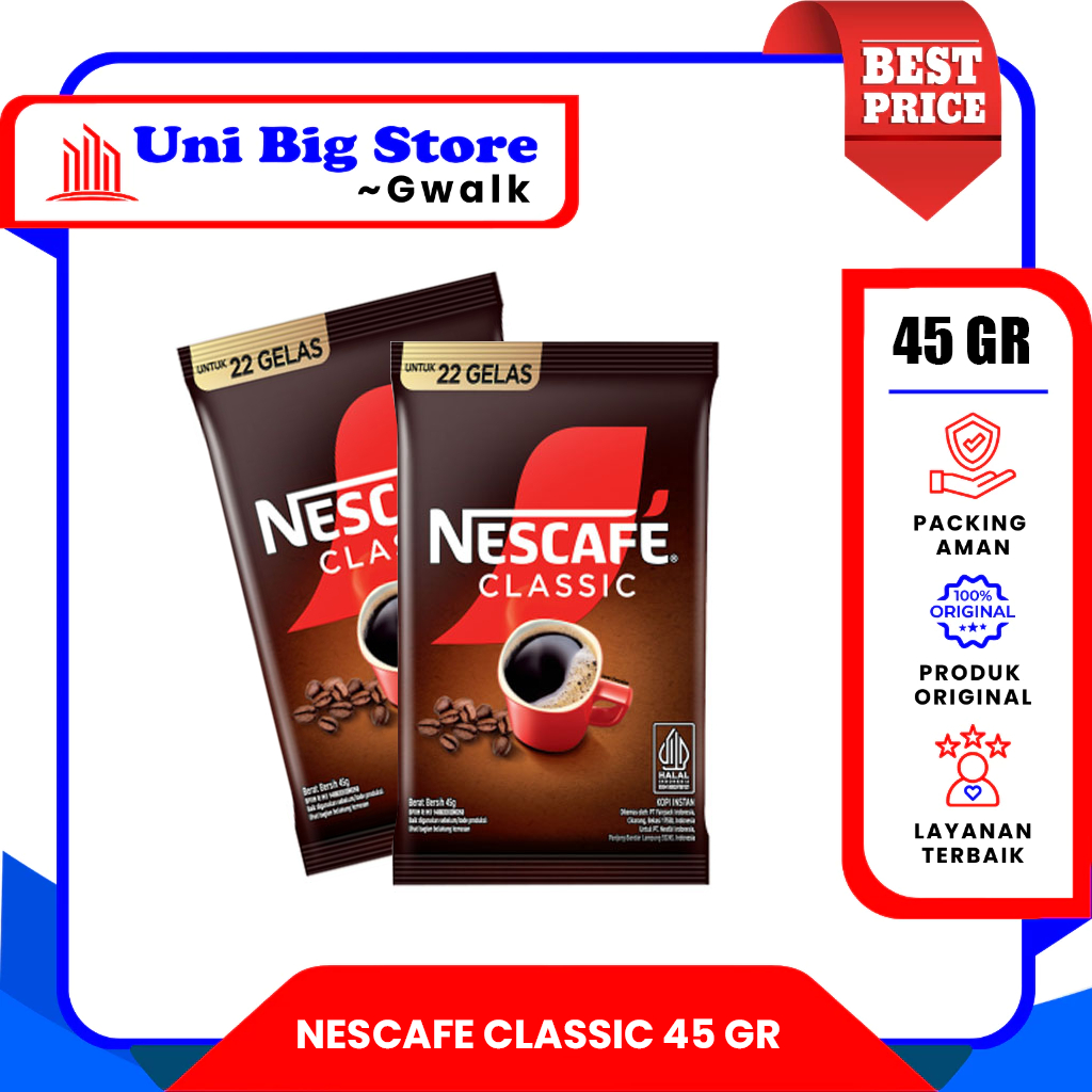 

NESCAFE CLASSIC ROBUSTA 100% KOPI MURNI INSTAN - 45 gr