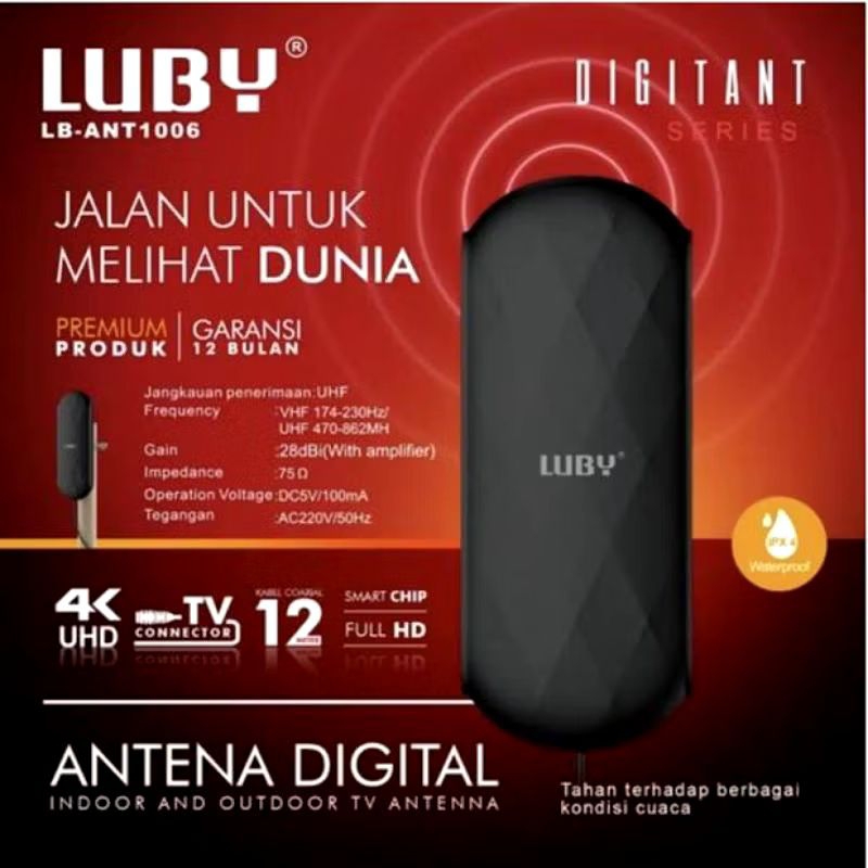 Antena TV Digital Indoor dan Outdoor Full HD 4K LUBY ANT-1006