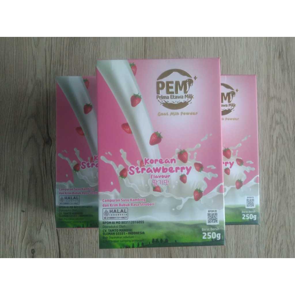 

Susu Kambing Bubuk Prima Etawa Milk Premium 250 gr Susu Tinggi Protein Rasa Stroberi