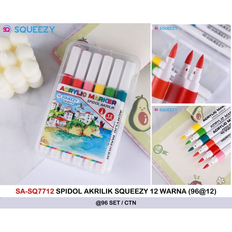 

SPIDOL AKRILIK / ACRILYC MARKER 12 WARNA SQUEZZY SA-SQ7712