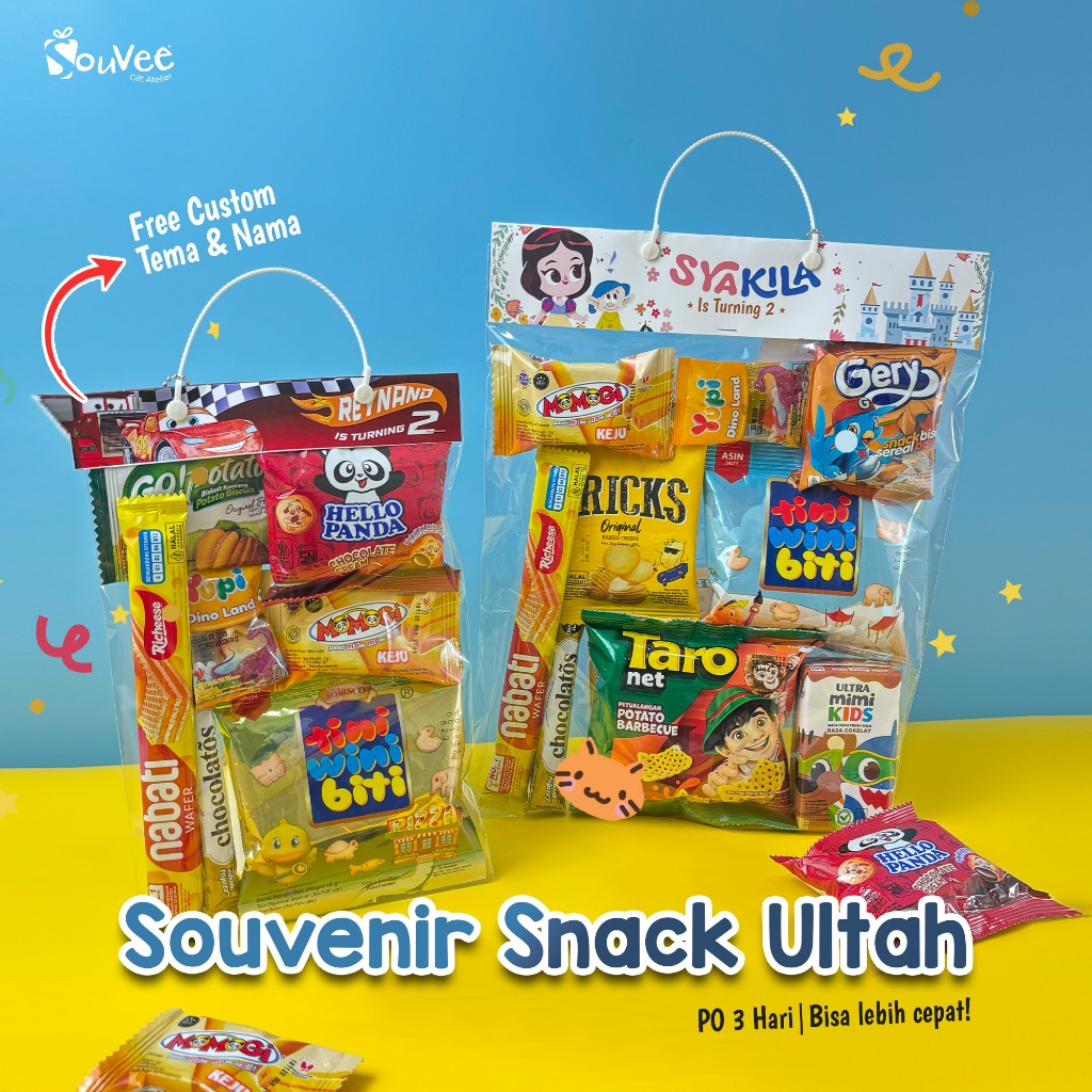 

SOUVEE - Souvenir Paket Snack Ultah | Souvenir Ulang Tahun Anak | Custom Snack Ultah | Hadiah Ulang Tahun Anak