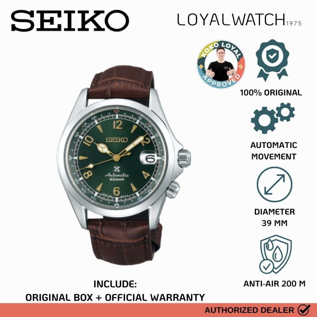 Jam Tangan Seiko Prospex Alpinist Pria SPB121J1 Green Leather / Kulit Original Garansi Resmi