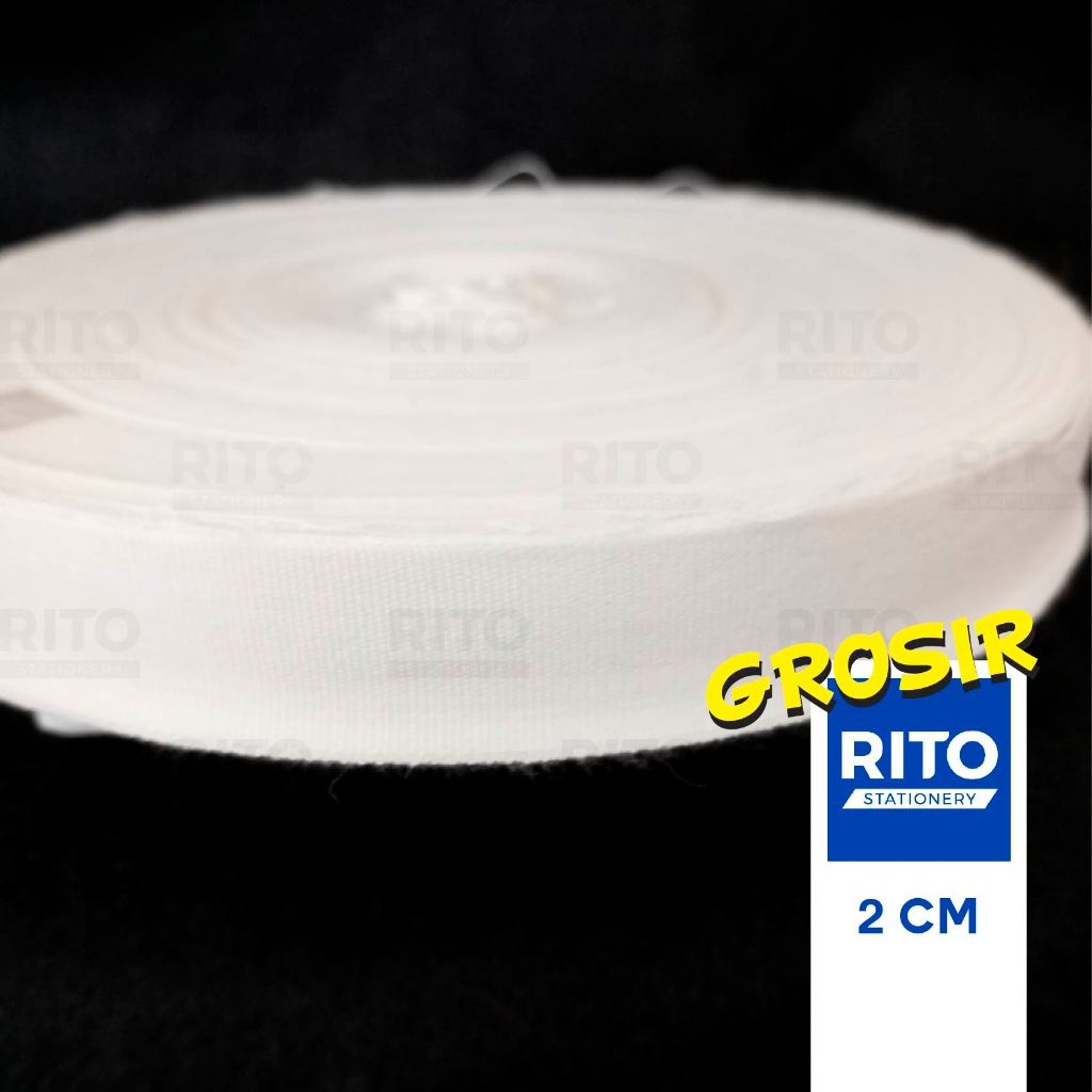 

[RITO GROSIR] Pita Label Katun Polos Halus Lembut Cotton Premium Roll 50 yard Ukuran 2 cm