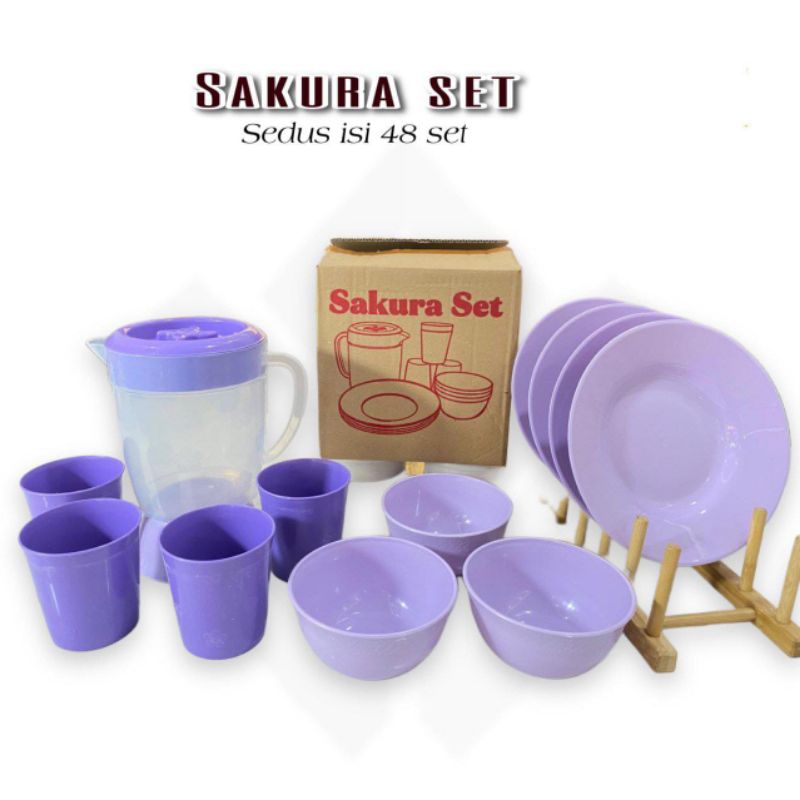 SAKURA SET PIRING GELAS MANGKOK