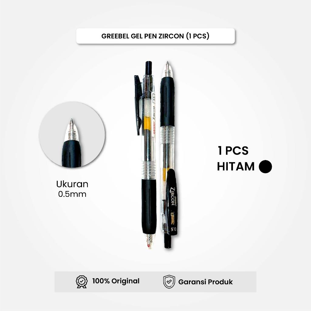 

GREEBEL Gel Pen Pulpen Pena GP-509 Zircon Hitam 0.5 (PCS) / Pulpen Gel Murah Grosir