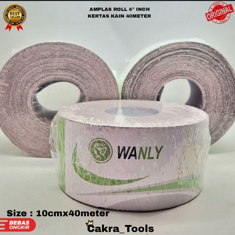 [ROLL] AMPLAS ROLL 4" INCH KERTAS KAIN 40 METER [ HARGA PER ROLL ] AMPLAS KERTAS ROLL