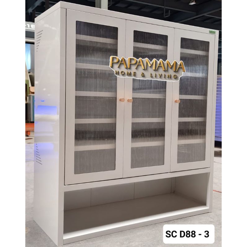 Lemari Sepatu SC D88-3 - Rak Sepatu Plat Besi 3 Pintu Kaca - Medan