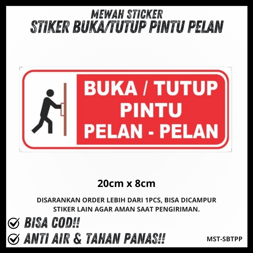 

Stiker Buka Tutup Pintu Pelan Pelan Sticker Pintu Kaca Toko Kantor Rumah Anti pecah
