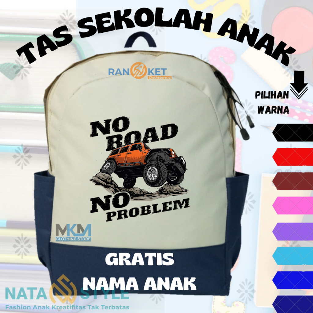 Tas Sekolah Anak Mobil Jeep I Tas Ransel/Backpack Anak Mobil Jeep [ Free Cetak Nama ]