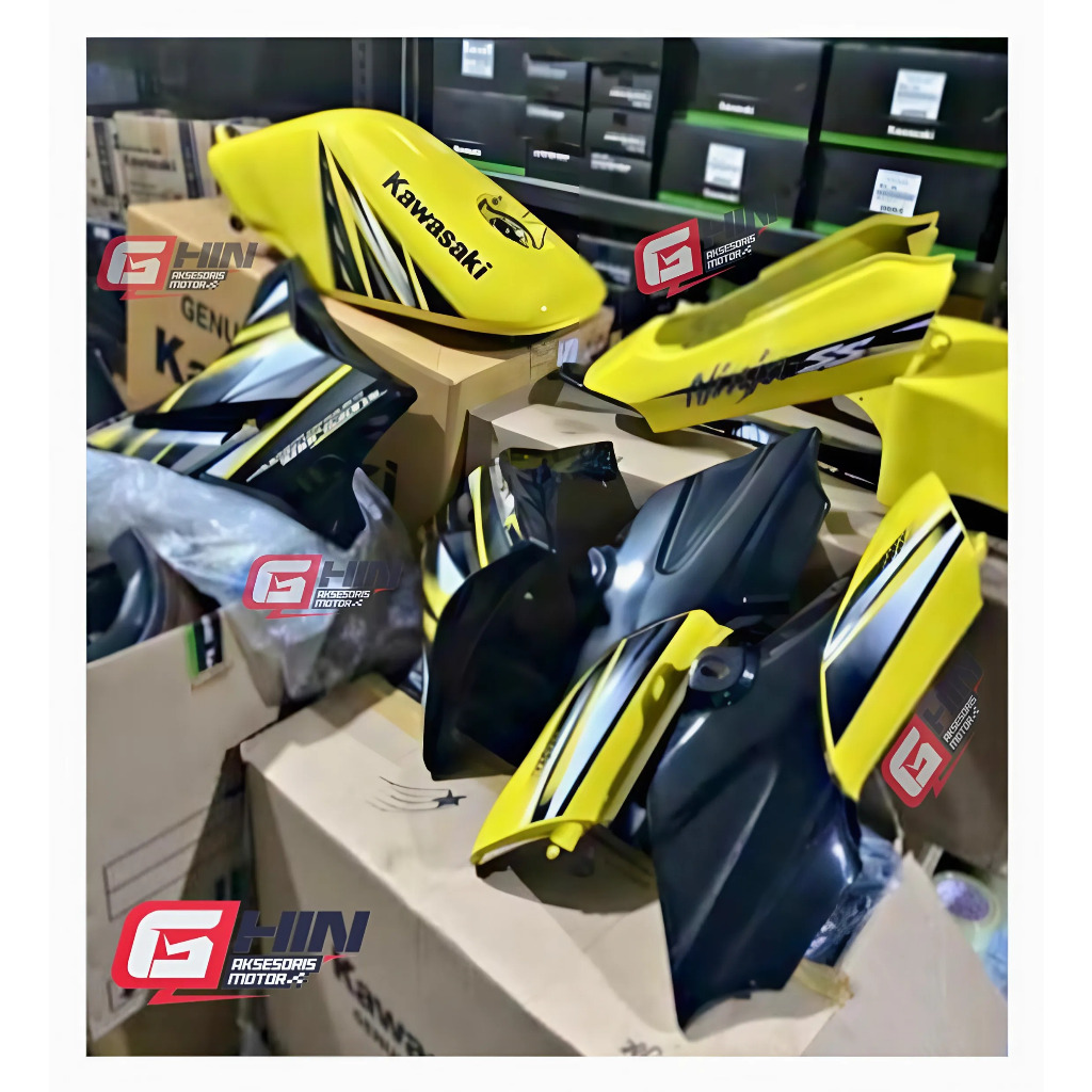 Body Set Ninja SS Kuning tangki set Kawasaki Ninja SS Ninja R Body plus striping Ninja SS Kuning Kaw