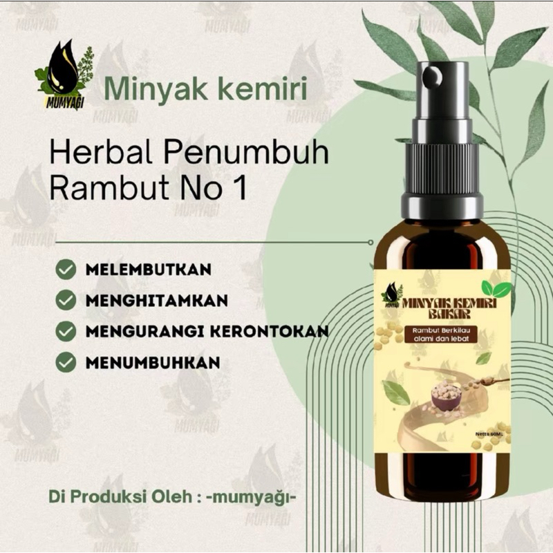 Minyak Kemiri Bakar Asli 60ML - Untuk Penumbuh Rambut Jenggot Kumis Alis / Mencegah Uban Menebalkan 