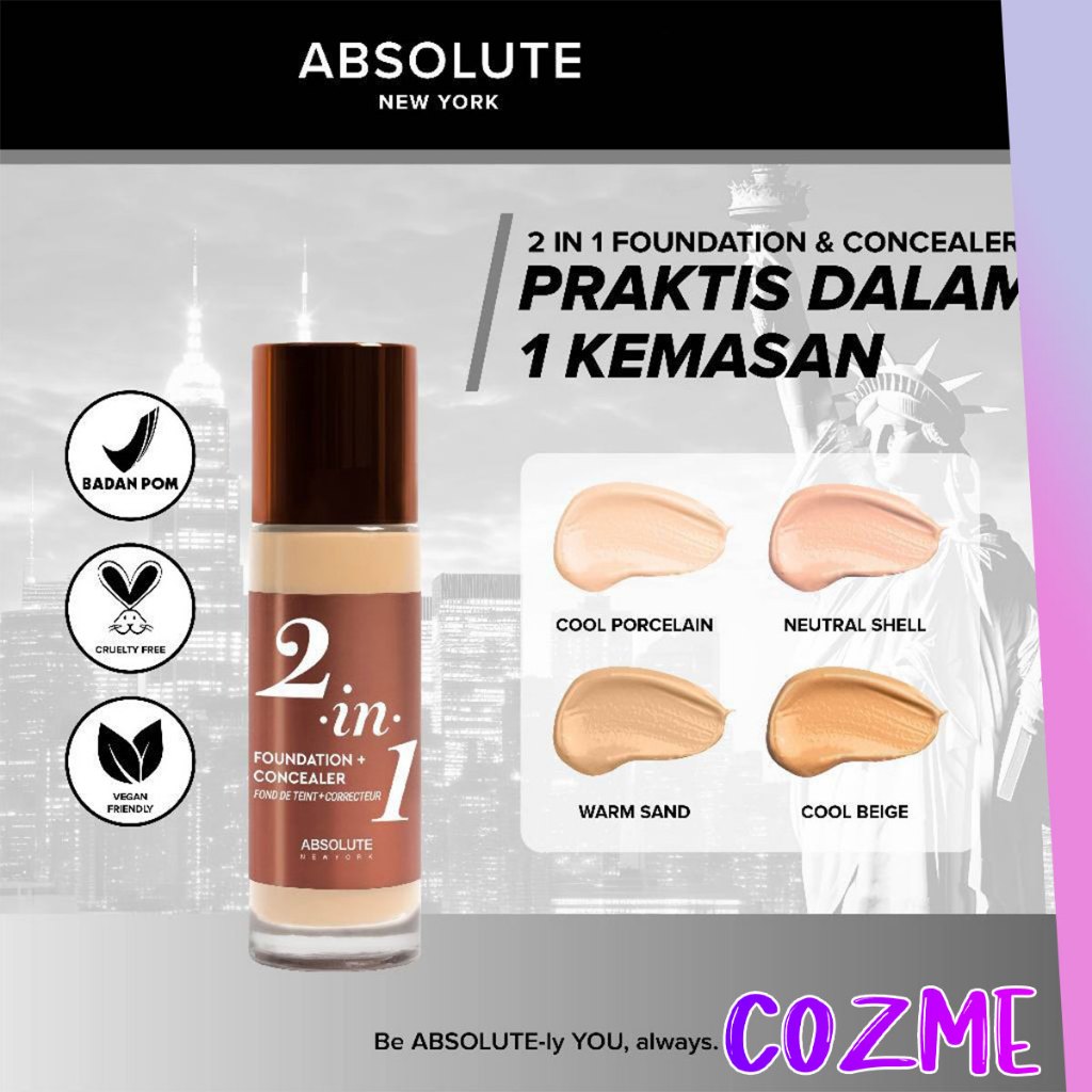 ABSOLUTE NEW YORK 2 In 1 Foundation + Concealer 35mL