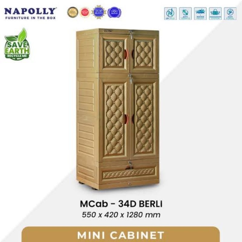 /NAPOLLY MCAB 34D TANPA KACA/LEMARI PAKAIAN/LEMARI PLASTIK SUSUN/LEMARI PLASTIK/LEMARI PAKAIAN PLAST