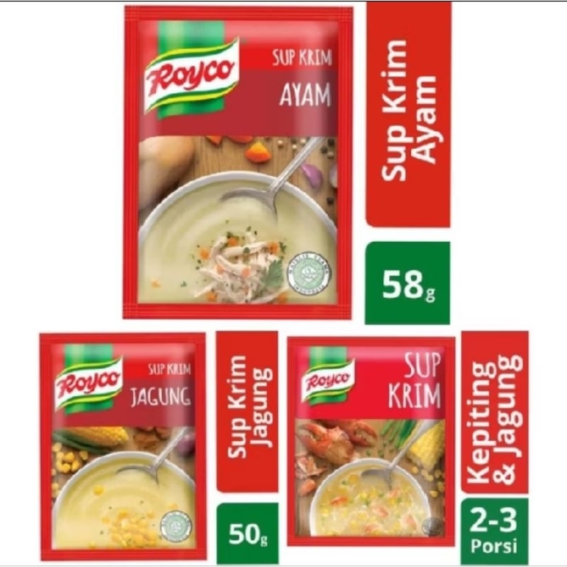

Royco Sup Krim Ayam / Kepiting & Jagung 58g / 44gr