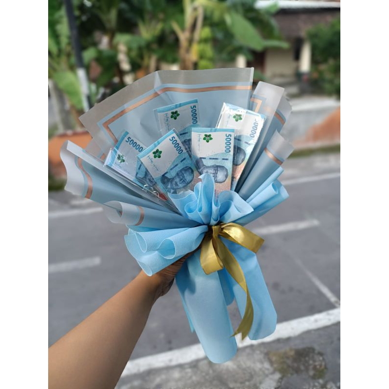 Buket Uang 50rb isi 5 || Uang Mainan ukuran sedang