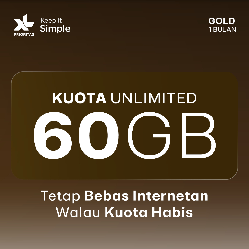 Kartu Perdana XL PRIORITAS Gold Unlimited FUP 60GB/bln