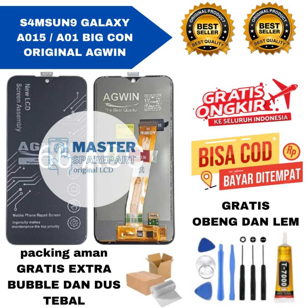LCD KOMPATIBEL UNTUK AGWIN S4M A015 / A01 ( BIG CON ) FULLSET LEM + OBENG