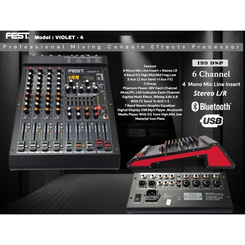Mixer 4 Channel Fest Violet 4 Effect Alesis Original Mixer 4 CH # DB VOICE VALENTINE 4