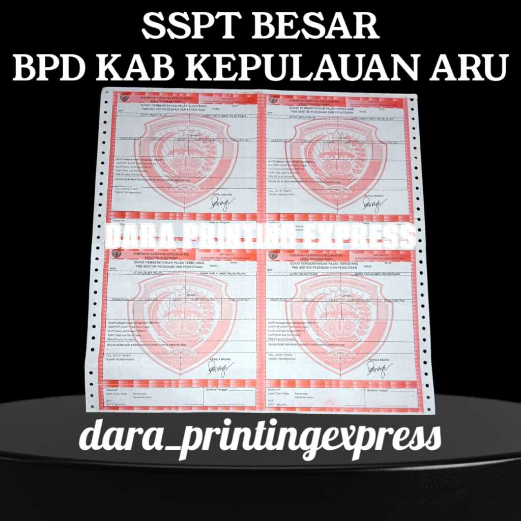 

(KEPULAUAN ARU) KERTAS PRINTER CETAKAN HVS NCR CONTINUOUSFORM SPPT STTS DHKP SSPD PBB MURAH BISANEGO