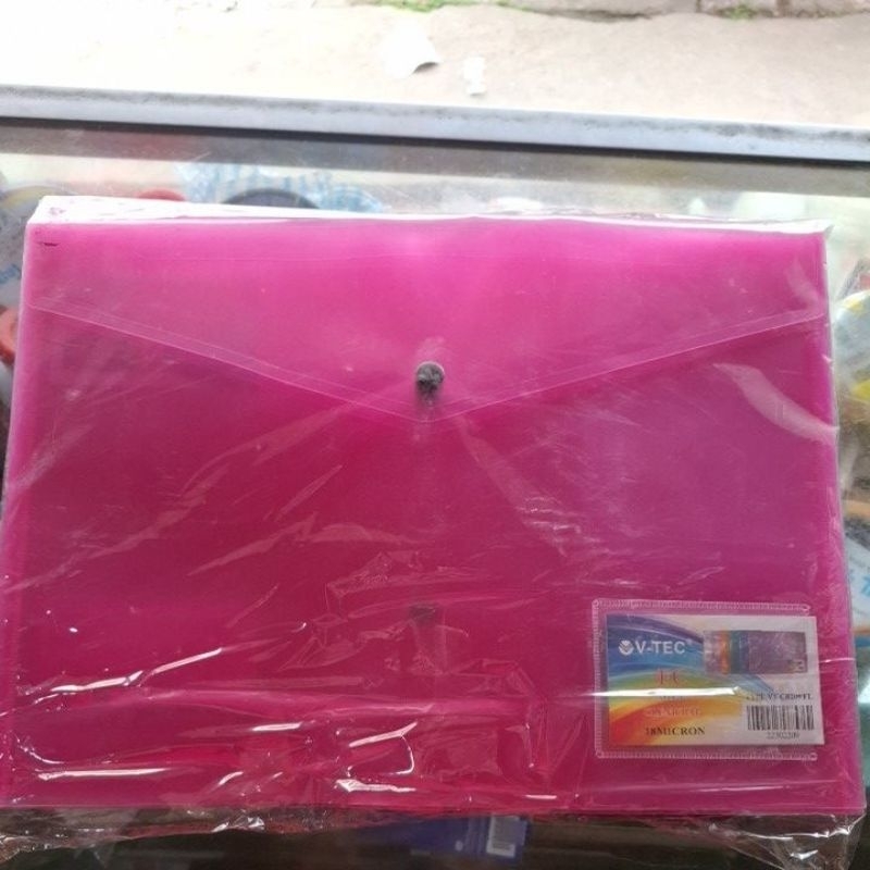 

map plastik kancing 1 / clear bag FC SZ 18 micron Vtec type : VT-CB209/FL 1pak isi 12 pcs warna : random