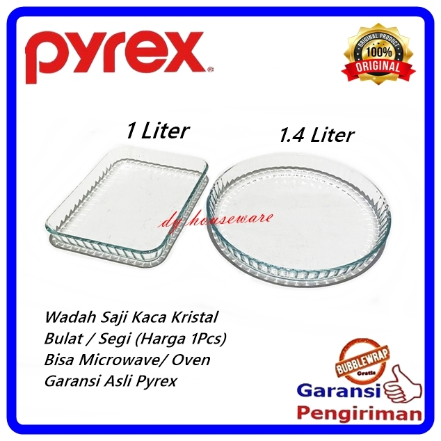 Wadah Saji Kaca Kristal Segi Bulat Oblong Dish Piring Kaca Bisa Oven Microwave Pyrex ( Harga 1 Pcs )